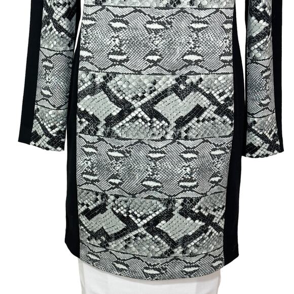 Michael Michael Kors Snake Skin Python Front Black Back Sheath Dress Women 4 - Picture 6 of 8